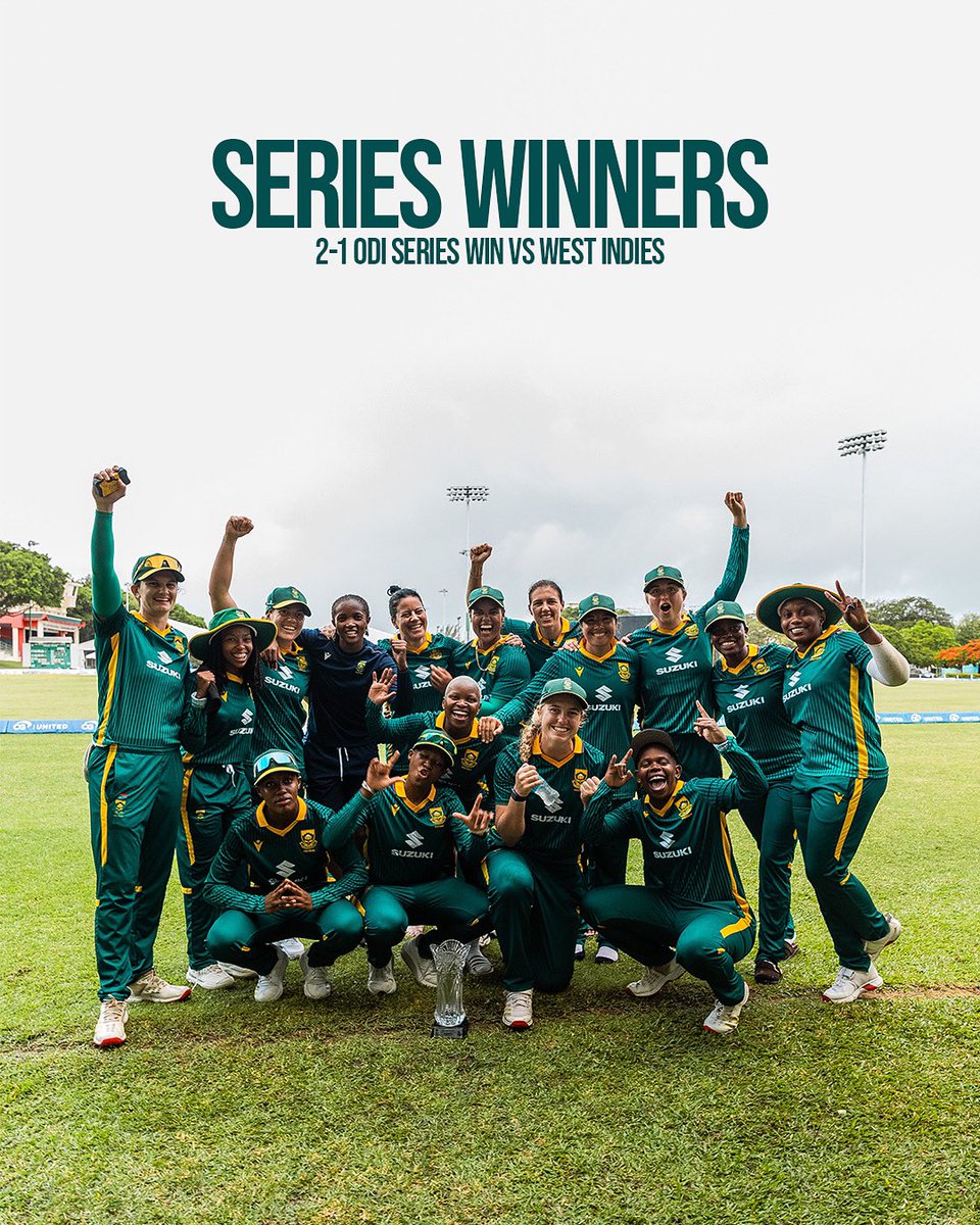 Series Sealed In Style! 📸🇿🇦

Congratulations to our Proteas Women for clinching the ODI series against the West Indies with grit, passion and pure class! 🏏

A team that plays together, wins together.

#AlwaysRising #WozaNawe