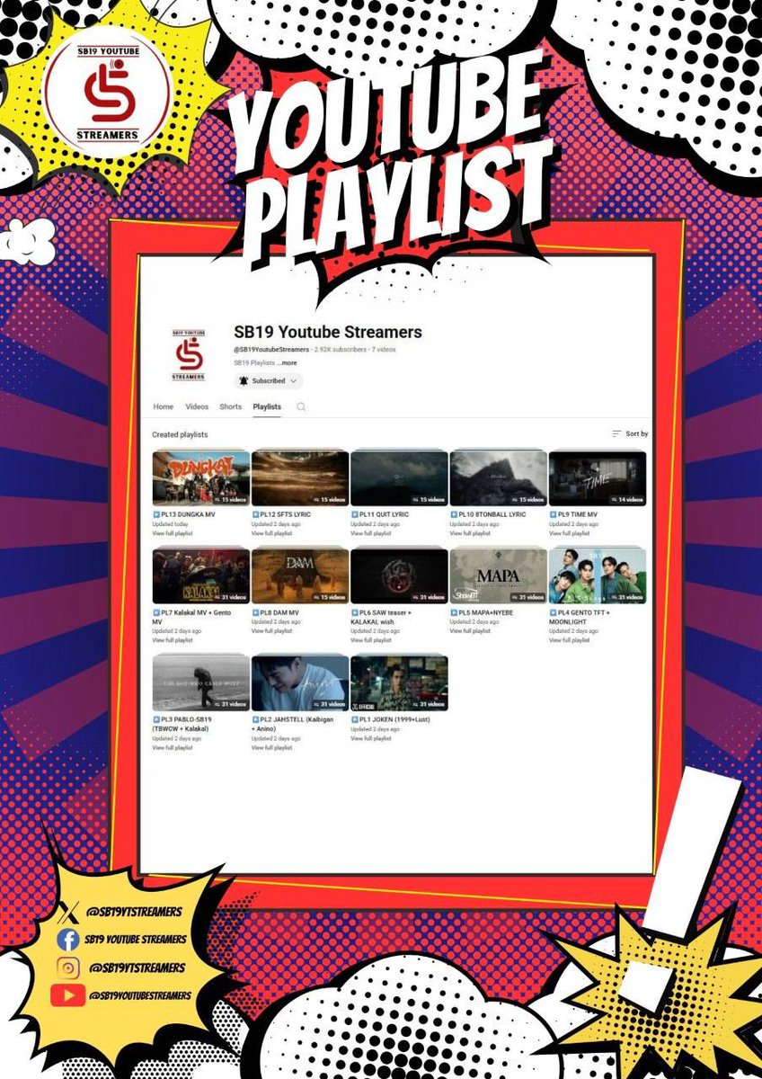 SB19 YouTube Streamers (@sb19ytstreamers) on Twitter photo Hey, A’TIN and music lovers! Ready to vibe with SB19? Whether you’re streaming their iconic hits or diving into their latest bops, we’ve got the perfect playlists curated just for you! 🎧💥
🔗youtube.com/@sb19youtubest…
<a href="/SB19Official/">SB19 Official</a> #SB19 Hey, A’TIN and music lovers! Ready to vibe with SB19? Whether you’re streaming their iconic hits or diving into their latest bops, we’ve got the perfect playlists curated just for you! 🎧💥
🔗youtube.com/@sb19youtubest…
<a href="/SB19Official/">SB19 Official</a> #SB19