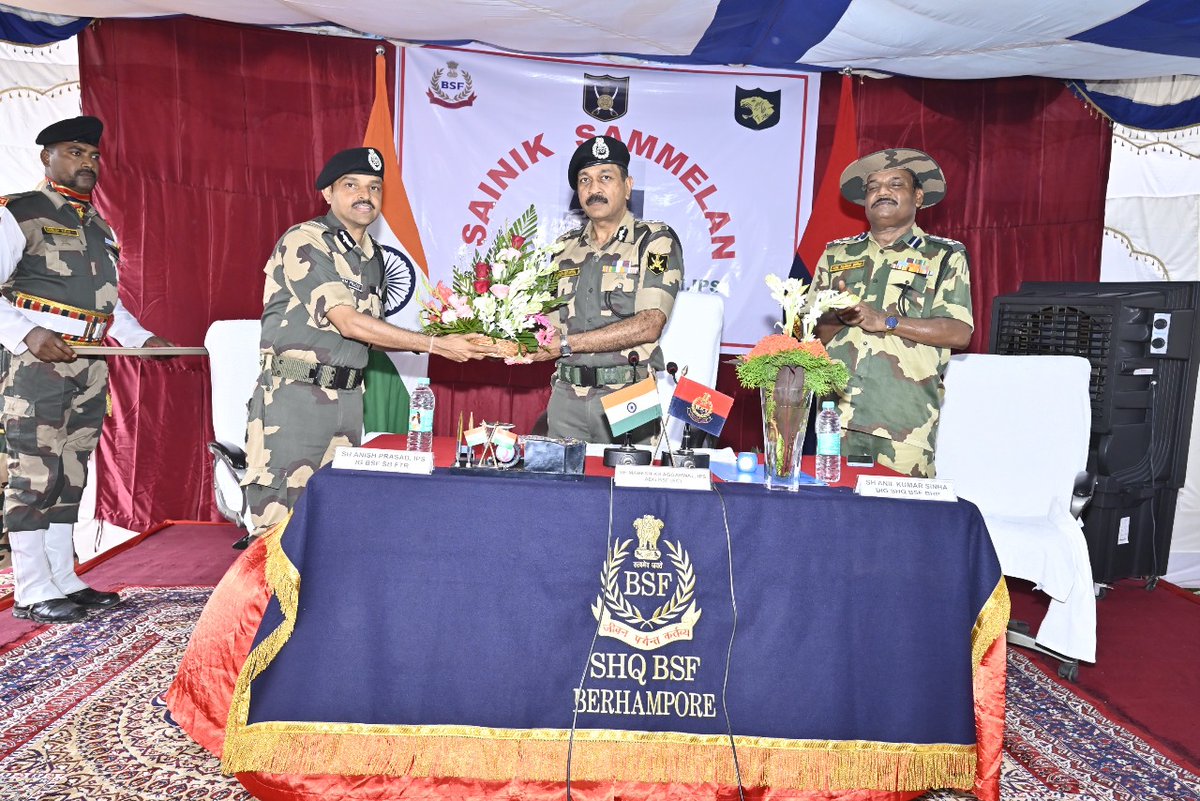 On 10 June 2025, Sh Mahesh Kumar Aggarwal, IPS, ADG (EC) along with Sh Anish Prasad, IPS, IG SB FTR visited AOR of BOPs Meghna, Madhubana &amp; Jalangi (146 Bn) under SHQ Berhampore, SB (FTR) &amp; reviewed Ops preparedness. He addressed Sainik Sammelan and lauded the jawans’ dedication.