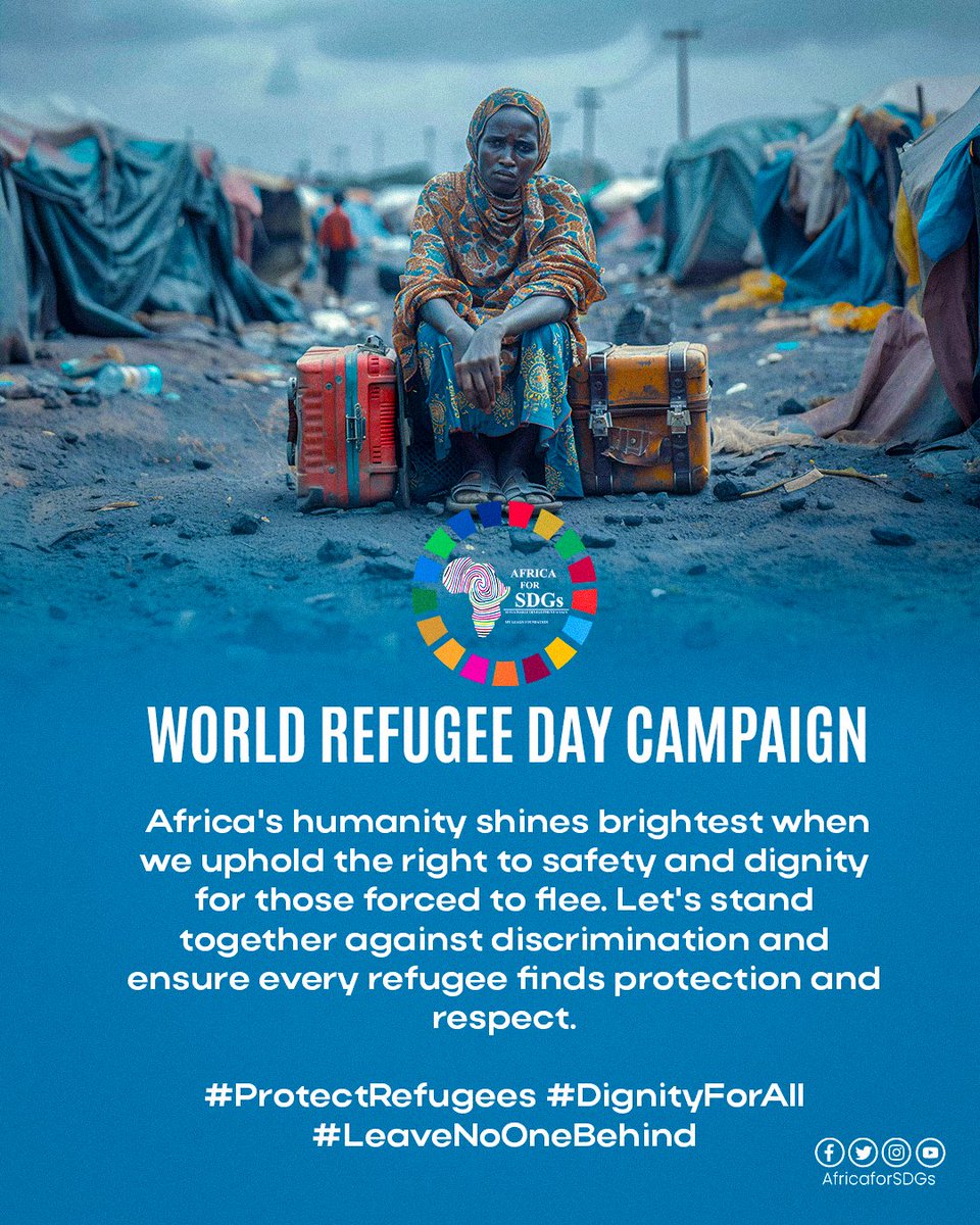 World Refugee Day Campaign. Africa’s humanity shines brightest when we uphold the right, safety, and dignity of those forced to flee."On this Day ,we raise awareness that refugees are protected by law—

Let’s be the voice that defends their human rights.