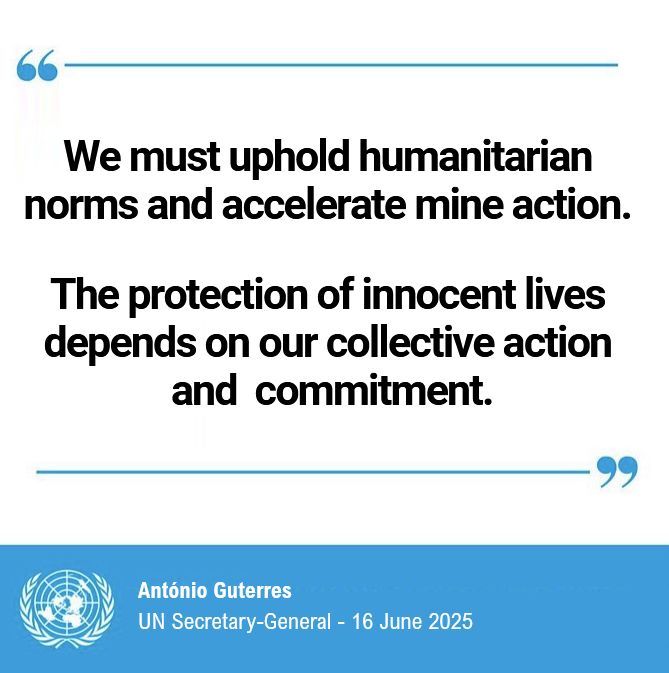 United Nations Geneva (@ungeneva) on Twitter photo "I am very concerned by announcements by several UN Member States to withdraw from the AntiPersonnel Mine Ban Convention. We must uphold humanitarian norms & accelerate #MineAction. Protection of innocent lives depends on our collective action & commitment." - <a href="/antonioguterres/">António Guterres</a> "I am very concerned by announcements by several UN Member States to withdraw from the AntiPersonnel Mine Ban Convention. We must uphold humanitarian norms & accelerate #MineAction. Protection of innocent lives depends on our collective action & commitment." - <a href="/antonioguterres/">António Guterres</a>