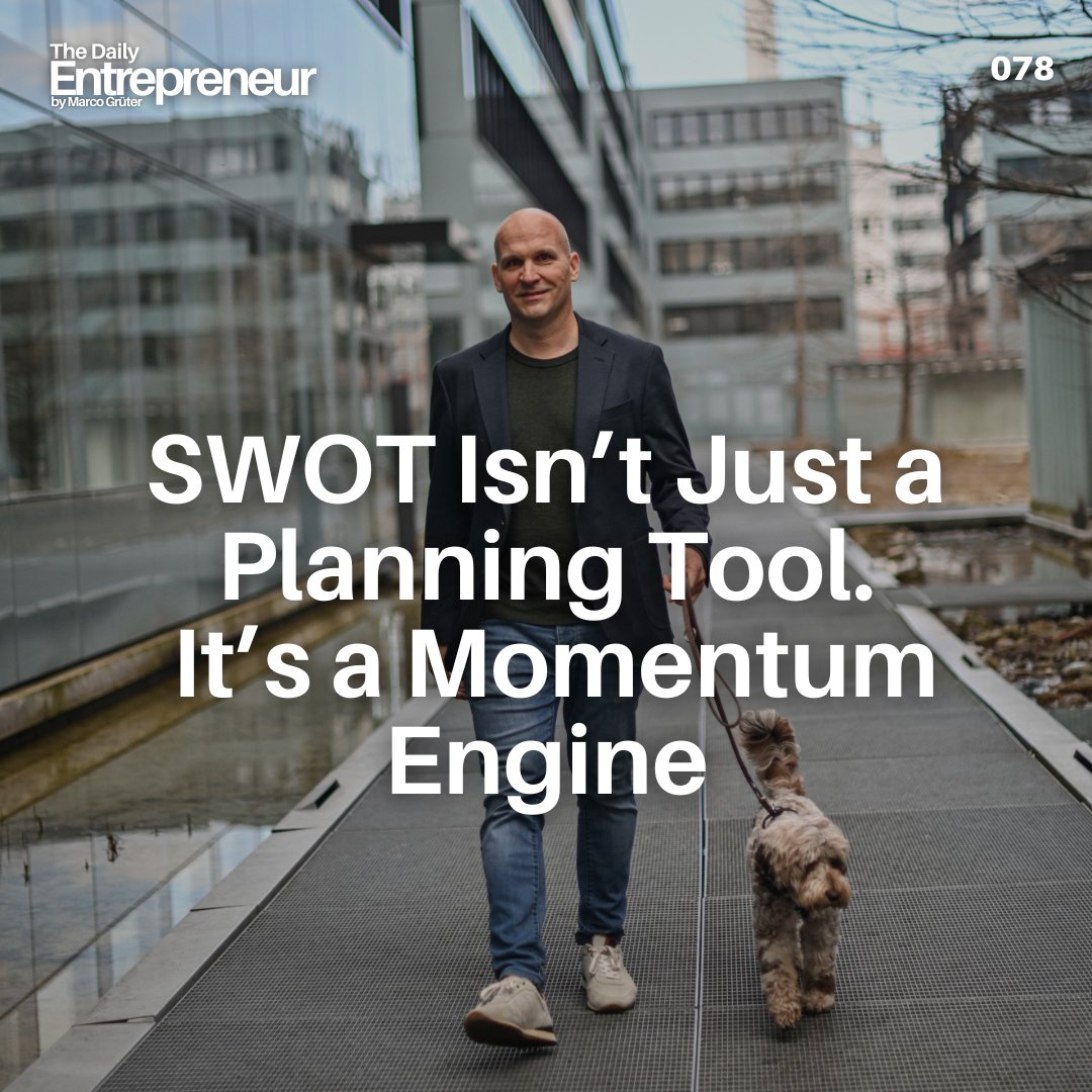 gruema's tweet image. Most entrepreneurs only use SWOT once a year, if at all.

Discover this episode for free on my blog marcogrueter.com/the-daily-entr…, and on Apple Podcast, Amazon Music, Spotify, and YouTube.

#scaleyourbusiness #strategicplanning #businessmomentum #entrepreneurmindset #growthstrategy