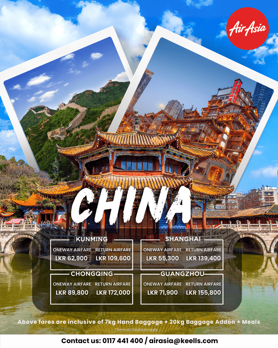 MackAir_JKH's tweet photo. From the Great Wall to tropical getaways. Explore the wonders of China with AirAsia! 

To explore more about the airlines represented by Mack Air, visit our website at https://t.co/gy9SbIPIS8.

#China #FlyAirAsia #AirAsiaSL #mackair #jkh #jkhtrp https://t.co/zg6wdVQyVq