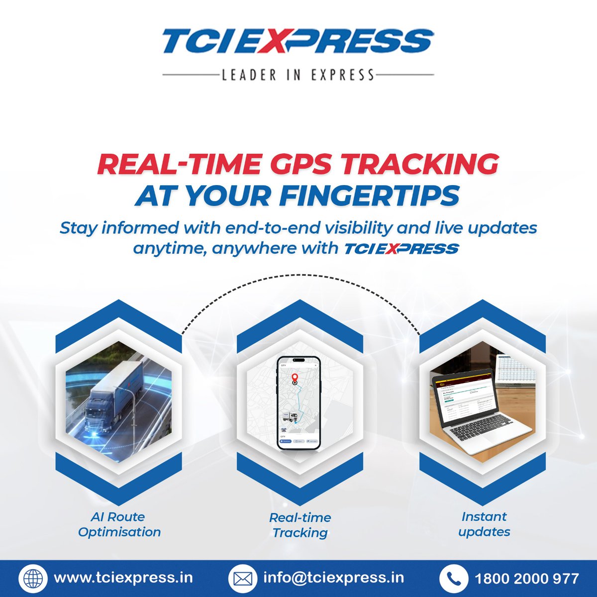 TCIExpressLtd's tweet image. Track your shipments in real-time with TCIEXPRESS’s GPS-enabled system. It provides complete end-to-end visibility, ensuring security, accuracy, and timely updates. Know exactly where your package is: anytime, anywhere.
#TCIEXPRESS #ExpressDelivery #GPSTracking #RealTimeUpdates