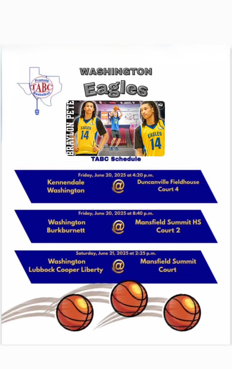 b_pete2026's tweet image. College coaches, this is my TABC schedule. I’m very excited to play for Booker T Washington Eagles