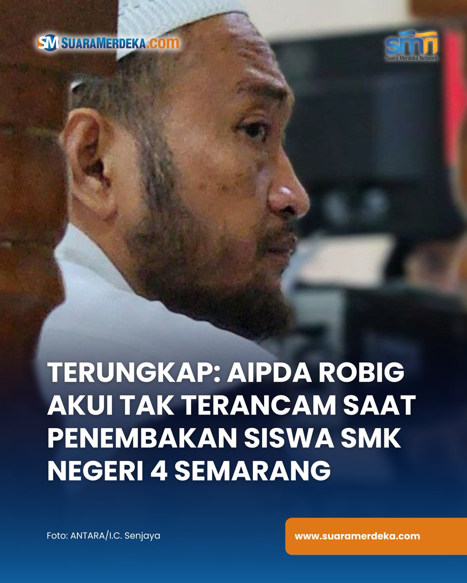 suaramerdeka's tweet photo. Kasus dugaan penembakan yang menewaskan seorang siswa SMKN 4 Semarang berinisial GRO terus bergulir di Pengadilan Negeri Semarang.
#suaramerdeka #suaramerdekacom #suaramerdekanetwork #aipdarobig #persidangan #kasuspenembakan #siswa #smkn4semarang #polisi https://t.co/I985944Ka6