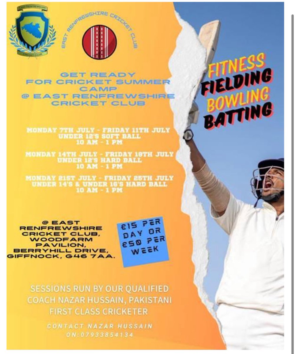 Looking for something to keep you busy during the summer?

East Renfrewshire Cricket Club might just be the thing. 

Have a look 👇🏻 

<a href="/StLukesHigh/">St Luke’s High School</a> <a href="/StLukesHFTT/">StLukesHFT</a>