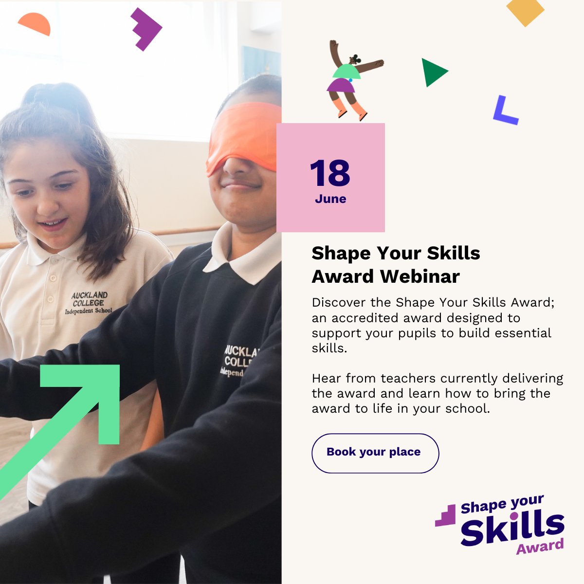 Every child has leadership potential. To lead themselves, and to lead others. 

Join us TODAY at 3:30pm for a FREE webinar to hear from schools using the Shape Your Skills Award to achieve this: bit.ly/3SQCA14

#PersonalDevelopment #YouthLeadership #ShapeYourSkillsAward