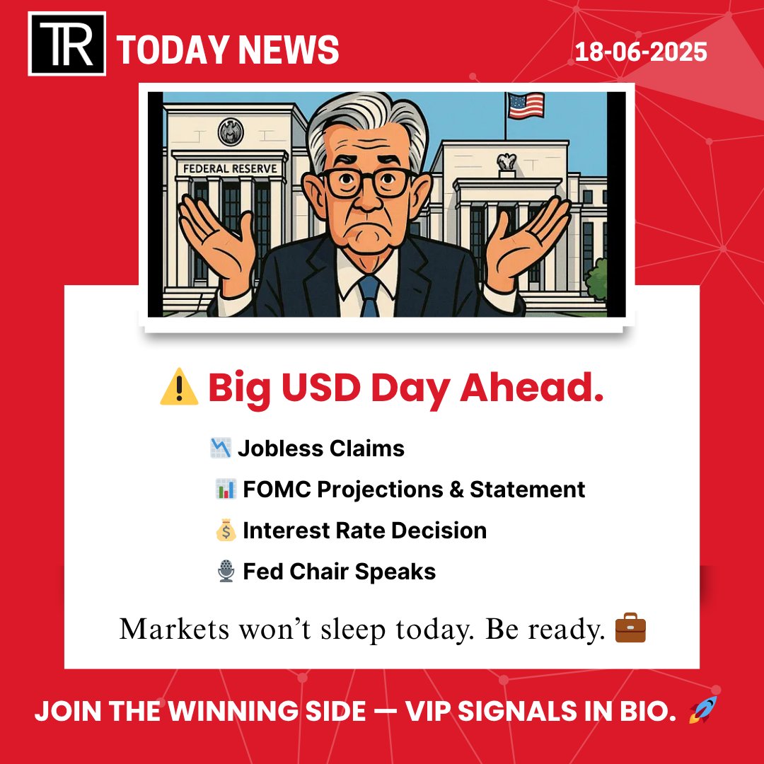 TradinResearch's tweet photo. 🚨Major #volatility expected #today as key #USDdata drops.
Stay #alert—big moves incoming across the #markets.
👇click here for free trades and analysis👇
https://t.co/MfMM0NlYUf
#USD #FOMC #FedRateDecision #JoblessClaims #EconomicOutlook #ForexNews #MarketWatch #DollarIndex https://t.co/lBemYj64pq