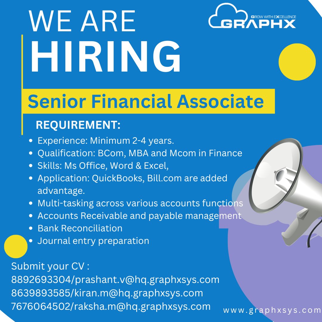 GraphxSystems's tweet image. 🚨 We’re Hiring! 🚨
Senior Financial Associate!
We’re looking for 2 to 4 year of experience with strong accounting knowledge
#Hiring #FinanceJobs #SeniorFinancialAssociate #JoinOurTeam #GraphxCareers #NowHiring #FinancialJobs #BackOffice #Graphxsystems #Medtech