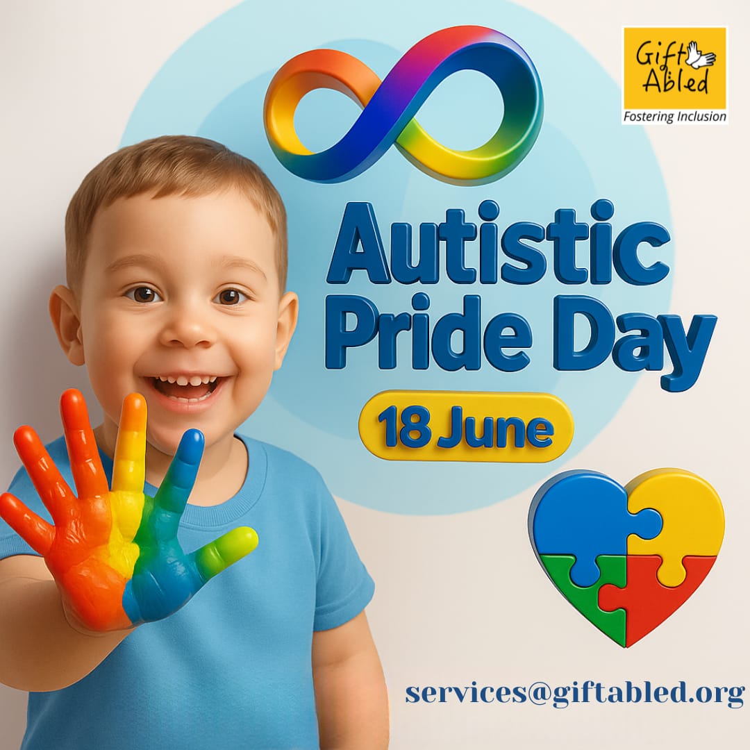 🧩 Celebrating Autistic Pride Day – 18th June 🧠🌈
At GiftAbled, we stand with the autistic community in embracing neurodiversity, self-acceptance, and pride.
Let us continue working toward a society that is inclusive, empathetic, and empowering for all!