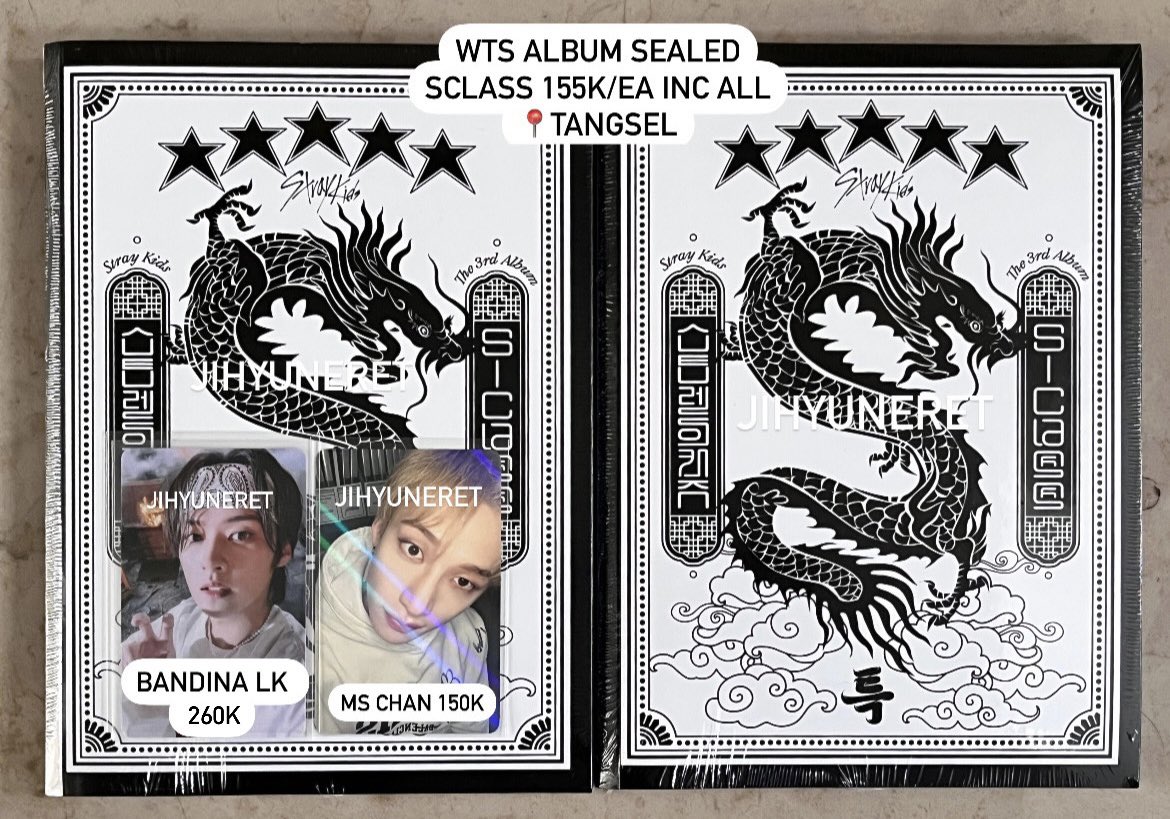 /ss wts 
- album sealed sclass 155k/ea
- bandina leeknow sclass 260k
- makestar bangchan chan rockstar 150k
boleh nego yaa <a href="/jihyuneret/">ʚ mal ɞ</a>