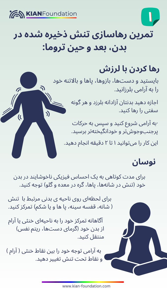 تمرین رهاسازی تنش ذخیره شده در بدن، حین و بعد از تروما. 
#تروما
#جنگ