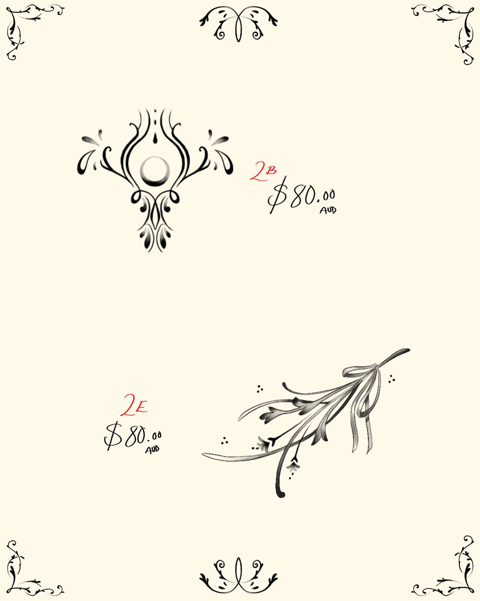 Helianthusoo_11's tweet photo. Yippe Yippe NEW Flash Designs~~~
Flash sheet #02 - Abstract Florals

All the prices are as listed and I can’t wait to start tattooing them this June 🥰

All appointments made via DM 

*2A: Taken
*2B: Taken
2C: Available
*2D: Taken
*2E: Taken

#tattoo #tattoodesign #abstracttattoo https://t.co/zpVgztf8Fc