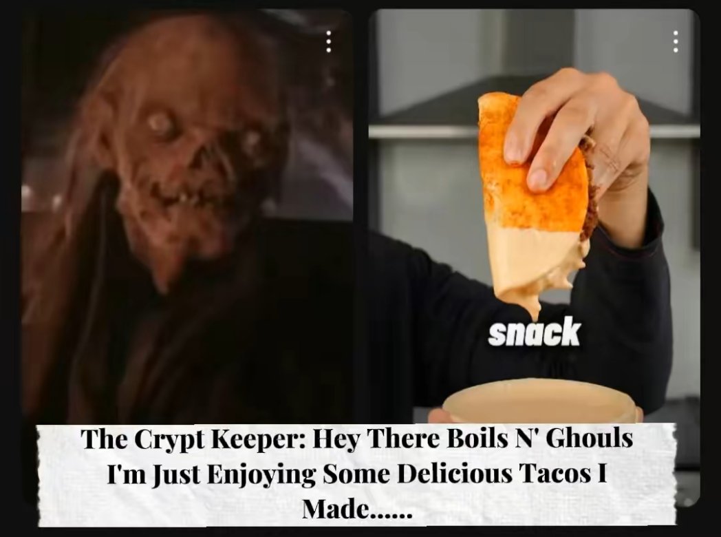 rileylapinata's tweet photo. Came Up With This Funny Looking Meme I Think π€
#Memes #meme #talesfromthecrypt #TacoTuesdays #TheCryptKeeper
@Edmondsrayqwan4 @Royal_gbear @StevenNort13337 @WandersonSonyX3 @TopahToons @Sadrock316 @gumdrop79587 @SassyboiS @Oggy_57642 @afaroe02 @atomic_slug @animations25337 https://t.co/xTuwmedi6h