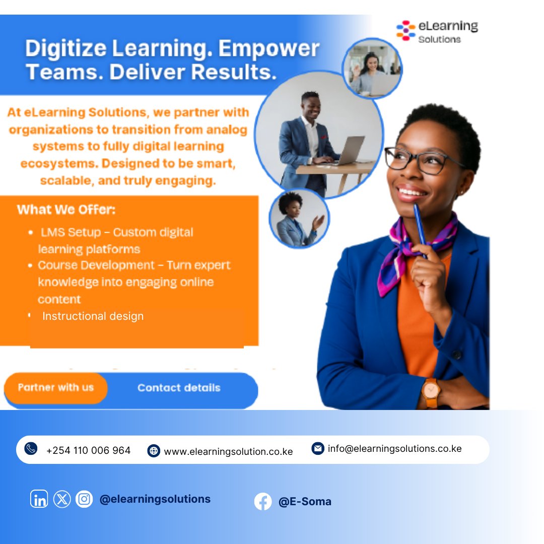 ElsatHub's tweet image. We help universities and corporate teams shift seamlessly to online education with expert, custom solutions.
Explore how we can help you: elearningsolutions.co.ke
#DigitalLearning #eLearningSolutions #CourseDevelopment #LMS