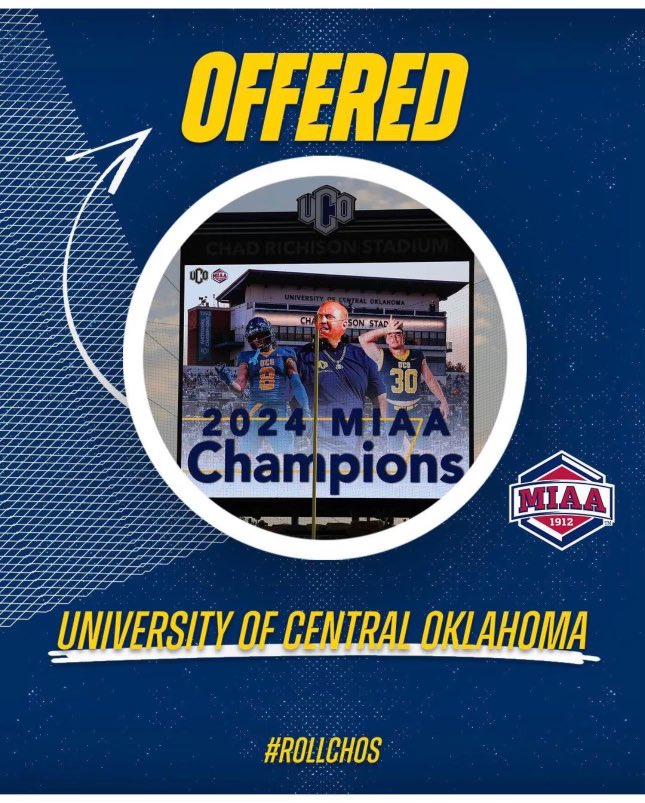 ChrisJFicklin's tweet photo. After a great conversation with  @CoachEkern I’m blessed to receive an offer from the University of Central Oklahoma! Thanks to @CoachEkern and @AdamDorrel for the opportunity! 🙏🏾 #UCOFootball #RollChos🐴

@BvilleFB @CoachJGrant https://t.co/WBD9NVes0F