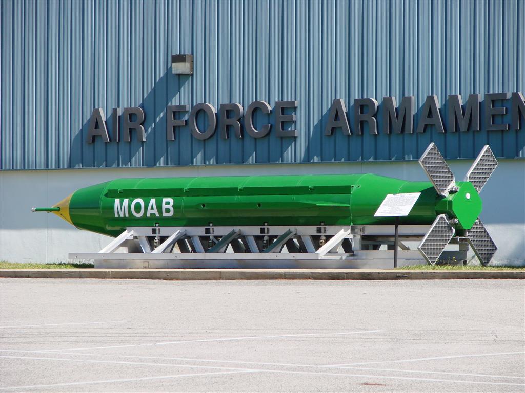 Hi.
There's some confusion online regarding the USA's 2 massive bombs. The MOP &amp; the MOAB.

MOP GBU-57A
Massive Ordnance Penetrator.

This 30,000-pound monster is carried by the B2 Stealth Bomber and B52 bomber, and is the special weapon most are talking about now in regards to