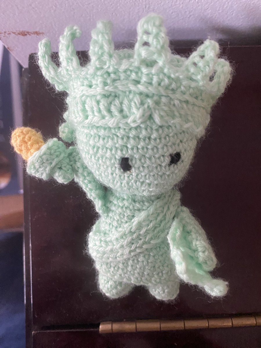ReformedMaiden's tweet image. Just finished this cute crochet Lady Liberty for a 4th of July BBQ we’re having. 😄
