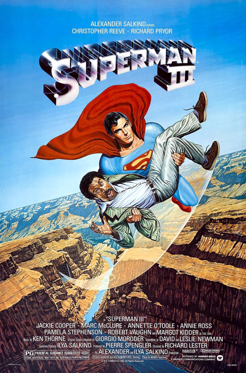 🎬MOVIE HISTORY: 42 years ago today, June 17, 1983, the movie 'Superman III' opened in theaters!

#ChristopherReeve #RichardPryor #RobertVaughn #AnnetteOToole #AnnieRoss #JackieCooper #MargotKidder #MarcMcClure #GavanOHerlihy #RichardLester <a href="/Superman/">Superman</a>