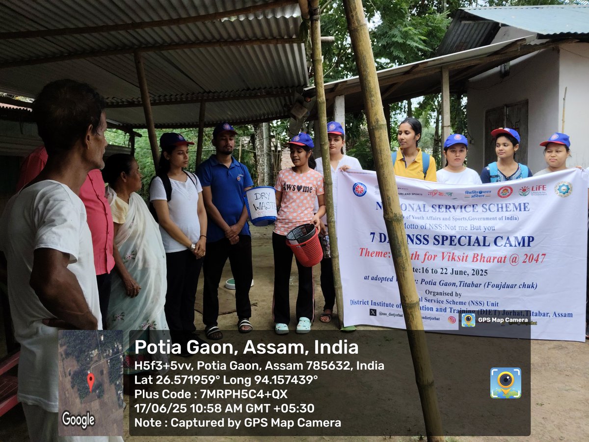 nss_dietjorhat's tweet image. 🚪♻️ Door-to-Door Awareness!
As part of the 4th activity of the NSS Special Camp, NSS Volunteers of DIET Jorhat, Titabar conducted a door-to-door waste segregation campaign at Potia Gaon on 17th June 2025.Spreading the message of clean and sustainable living!
 #WasteSegregation