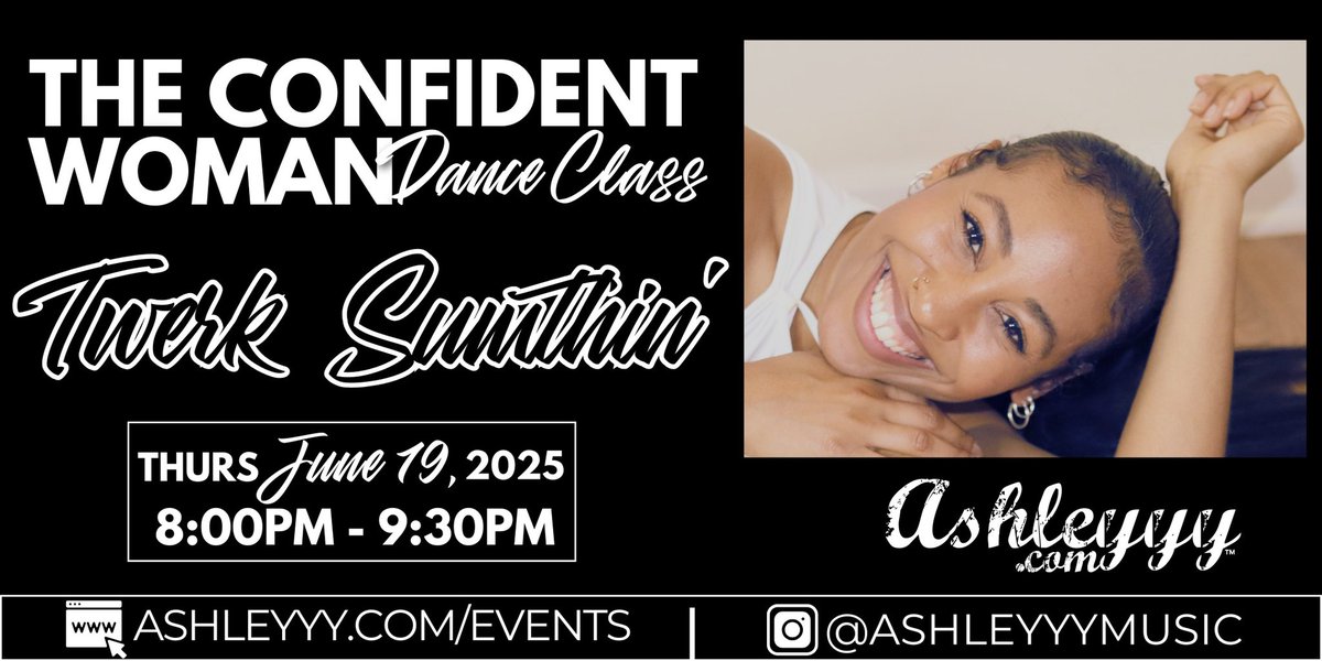 “Hey Siri, play #Ecstasy — the remix.” 😎
#theconfidentwoman Twerk Sumthin’ 🩷 UP NEXT! 6/19/25.

🩷 Reserve your spot, ladies! ashleyyy.com/event/the-conf… #danceclasses #twerkclass #ecstasyremix #ciara