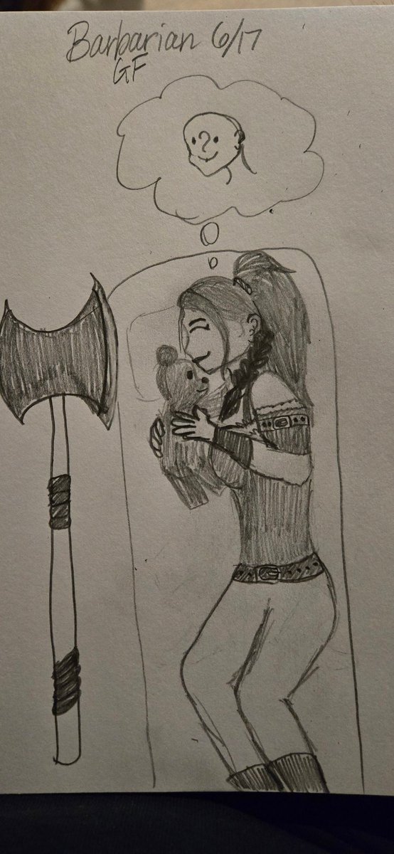 Pupgort's tweet photo. I'm quite late, but here's barbarian girl with her very own Clive. #catoriasmr https://t.co/cvtlWaNRJ7