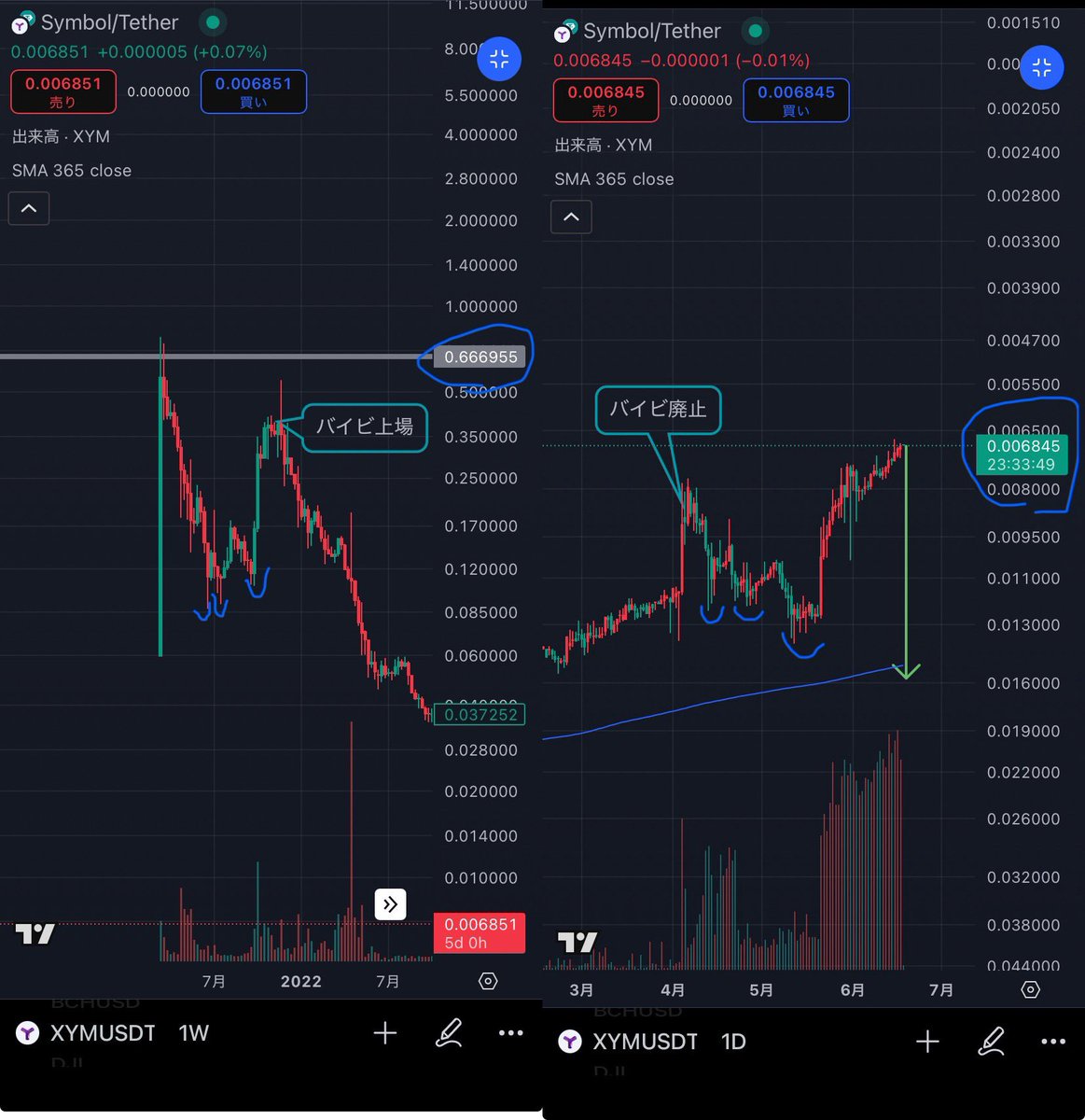 ←上場時
→現在反転
絶望的なxym界隈に希望を与えるひと
尚、予想が当たったことはありません

#symbol #xym