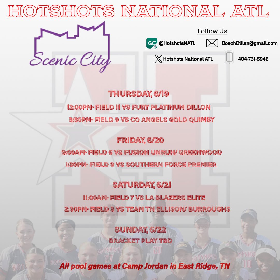 Scenic City up next! Ready to compete and celebrate every moment! Lets roll 😎

Coaches, we have 2 very talented 2026 ballers that have not committed to a program yet. 👀 <a href="/CandiceT2007/">Candice Thornton 2026</a> <a href="/ellaClairebruce/">Ella Bruce</a>

#BangBang 💥🥎