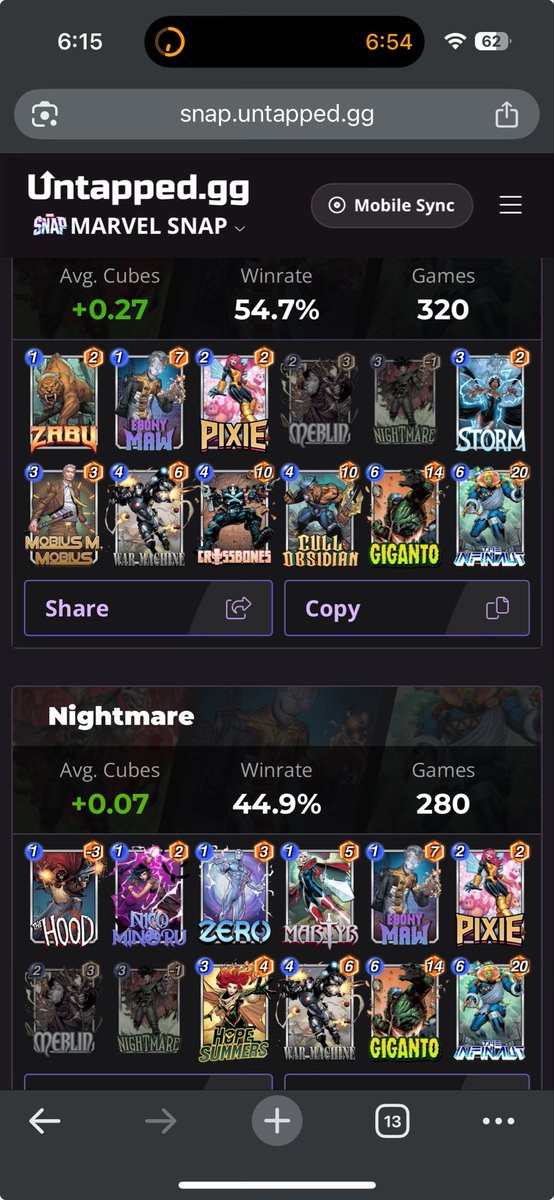 bootmanmstz's tweet photo. Top nightmare decks so far (super low sample sizes)

I’m sure he’s much better than these stats reflect https://t.co/0oZIMN2HSQ