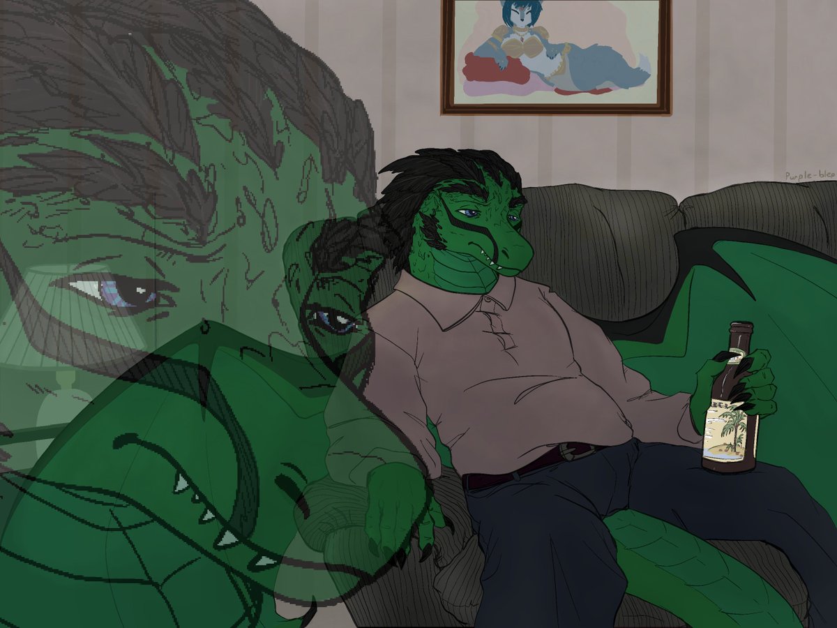 Me as the "Sad Rich Evans on Couch" meme, drawn by the amazingly talented <a href="/purple_blep/">🐎purple-blep🐉</a> !