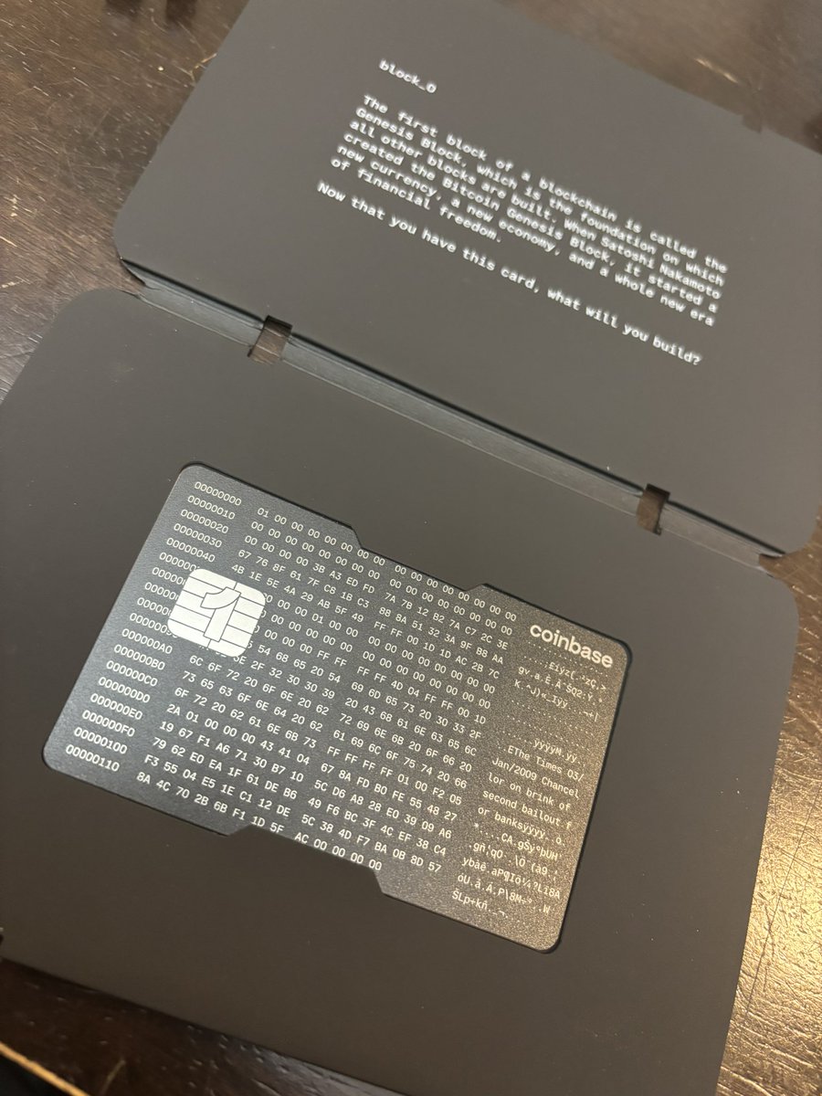 Today some coworkers asked about @coinbase Amex card earning 4% $BTC “Me  not telling them I have a commemorative one in my wallet”