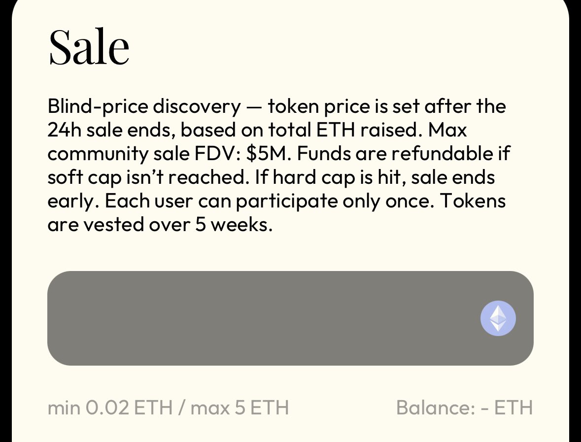 The <a href="/useBackroom/">Backroom</a> community sale is live for the next 24 hours. 

If the sale raises 160eth ($5m valuation), it ends early. If it doesn’t reach soft cap of $1.25m valuation you can refund. 

You can only make one deposit per wallet. 

Tokens will vest over 5 weeks.