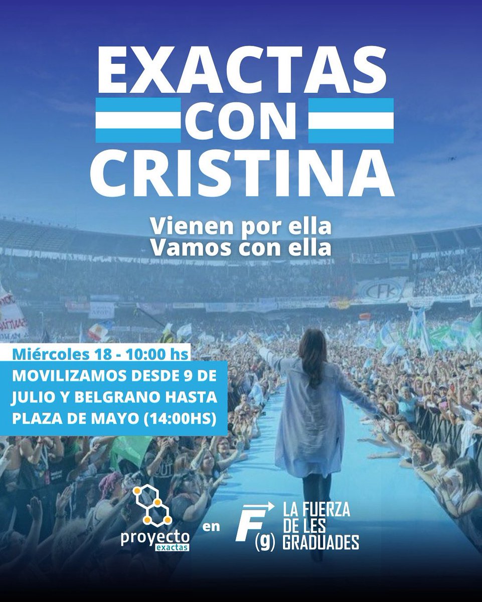 🇦🇷ARGENTINA CON CRISTINA🇦🇷

Contra la mafia judicial de Rosatti, Rosenkratz y Lorenzetti 
Contra los medios hegemónicos de Magnetto 
Contra el poder económico representado por Macri y Milei 

Contra todos ellos se enfrentó Cristina para defendernos
#CristinaLibre