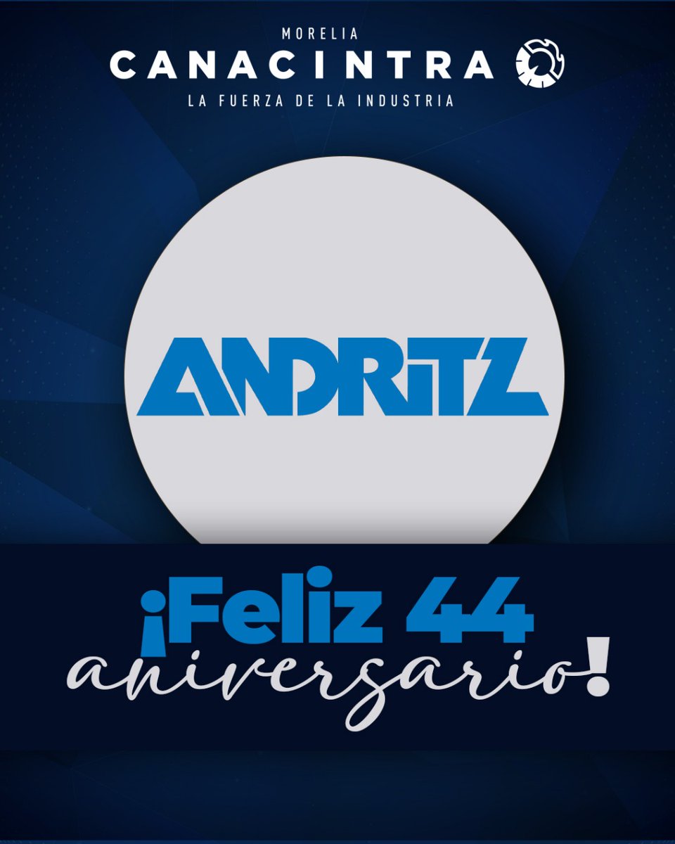 ¡Felicidades a nuestra empresa afiliada ANDRITZ por 44 años de trayectoria!
Gracias por ser parte activa de la industria que transforma y aporta valor a Michoacán y a México.
Que sigan los logros, la innovación y la historia que inspira.