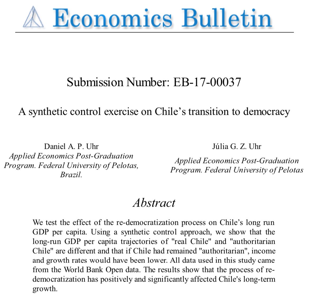 Vincent Geloso (@vincentgeloso) on Twitter photo In my forthcoming book chapter with <a href="/ATabarrok/">Alex Tabarrok</a>, I discuss the case of Chilean reforms with the works of Edwar Escalante and others who find that Chile did not perform as well as thought until it democratized. This is totally unsurprising— a dictator who decides to liberalize can In my forthcoming book chapter with <a href="/ATabarrok/">Alex Tabarrok</a>, I discuss the case of Chilean reforms with the works of Edwar Escalante and others who find that Chile did not perform as well as thought until it democratized. This is totally unsurprising— a dictator who decides to liberalize can