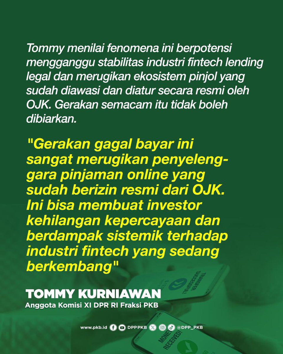 Tommy Kurniawan <a href="/tommykurniawan7/">TOM KUR official</a> nilai tren galbay pinjol bisa jadi ancaman serius. OJK diminta turun tangan sebelum industri makin terpuruk.

#Galbay 
#Pinjol 
#OJK