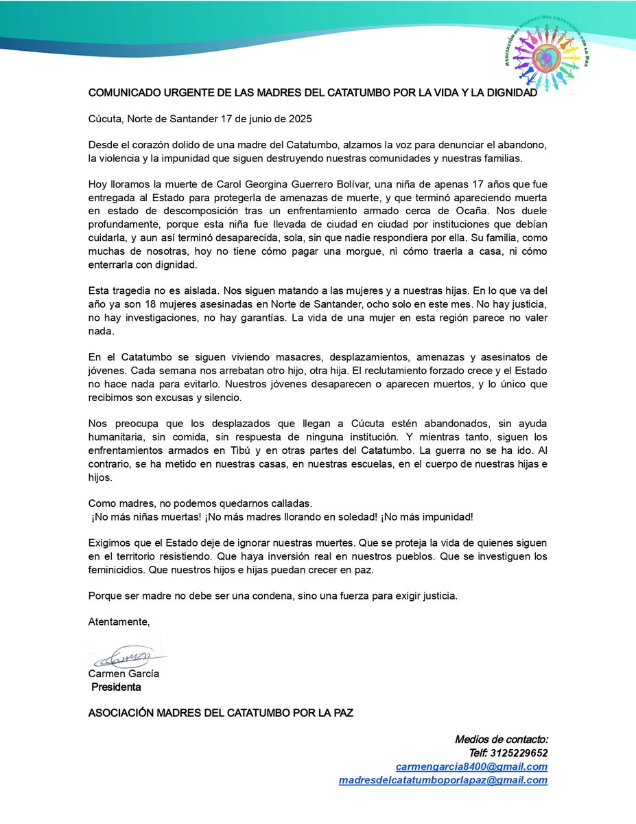 Madres del Catatumbo por la Paz (@del_madres) on Twitter photo Necesitamos ayuda urgente para recoger fondos para el entierro de una hija del Catatumbo que cayó en medio de esta guerra. 🥲 <a href="/petrogustavo/">Gustavo Petro</a> Necesitamos ayuda urgente para recoger fondos para el entierro de una hija del Catatumbo que cayó en medio de esta guerra. 🥲 <a href="/petrogustavo/">Gustavo Petro</a>
