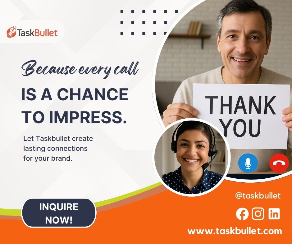 TaskBullet's tweet image. Because every call is a chance to impress. ✨
Let Taskbullet create lasting connections for your brand.

#CustomerFirst #CallCenterPower #Taskbullet
