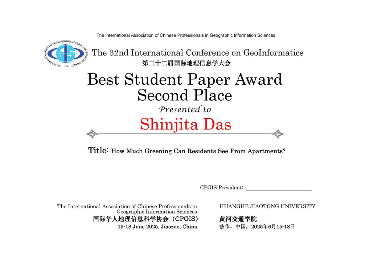 CPGIS (@cpgis_media) on Twitter photo The CPGIS Student Paper Competition Committee is excited to announce the 2nd place of the 2025 Best Student Paper Award: Shinjita Das <a href="/Das_Sh_injita/">Shinjita Das</a> . Congratulations! #CPGIS2025 The CPGIS Student Paper Competition Committee is excited to announce the 2nd place of the 2025 Best Student Paper Award: Shinjita Das <a href="/Das_Sh_injita/">Shinjita Das</a> . Congratulations! #CPGIS2025