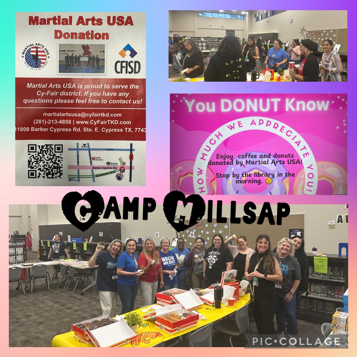 Brandi Mendoza (@msmendozacrew) on Twitter photo Thank you <a href="/MartialArtsUSA/">Olympic Academy</a> for supporting our amazing staff at #campmillsap2025! We loved our donuts and coffee donation to start the day off right! We appreciate you! #cfisdspirit <a href="/CFISDPK1/">cfisdprimary</a> <a href="/cfisdcia/">Curriculum & Instruction and Accountability</a> <a href="/CFISD_ELAR2_5/">CFISD ELAR 2-5</a> 🍩 ☕️ ❤️ Thank you <a href="/MartialArtsUSA/">Olympic Academy</a> for supporting our amazing staff at #campmillsap2025! We loved our donuts and coffee donation to start the day off right! We appreciate you! #cfisdspirit <a href="/CFISDPK1/">cfisdprimary</a> <a href="/cfisdcia/">Curriculum & Instruction and Accountability</a> <a href="/CFISD_ELAR2_5/">CFISD ELAR 2-5</a> 🍩 ☕️ ❤️