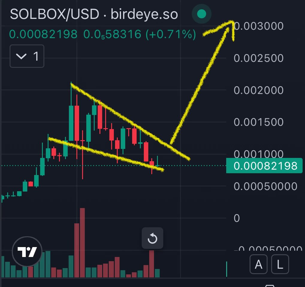 ravsharma786's tweet image. $SOLBOX falling wedge looks like an amazing bull flag. Breakout will send it to 3M and beyond.. we are positioned for a massive run.. @SolBoxCloud #FILE $STORJ @solana #1000X #cloudstorage #datasecurity