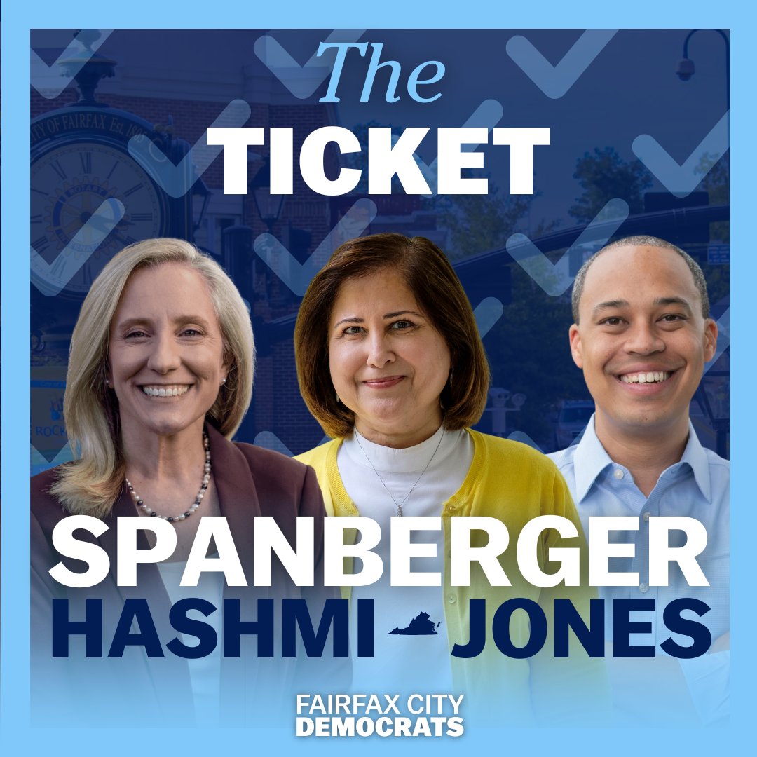 FairfaxCityDem's tweet image. The ticket.
@SpanbergerForVA for Governor
@SenatorHashmi for Lt. Governor
@JonesJay for Attorney General