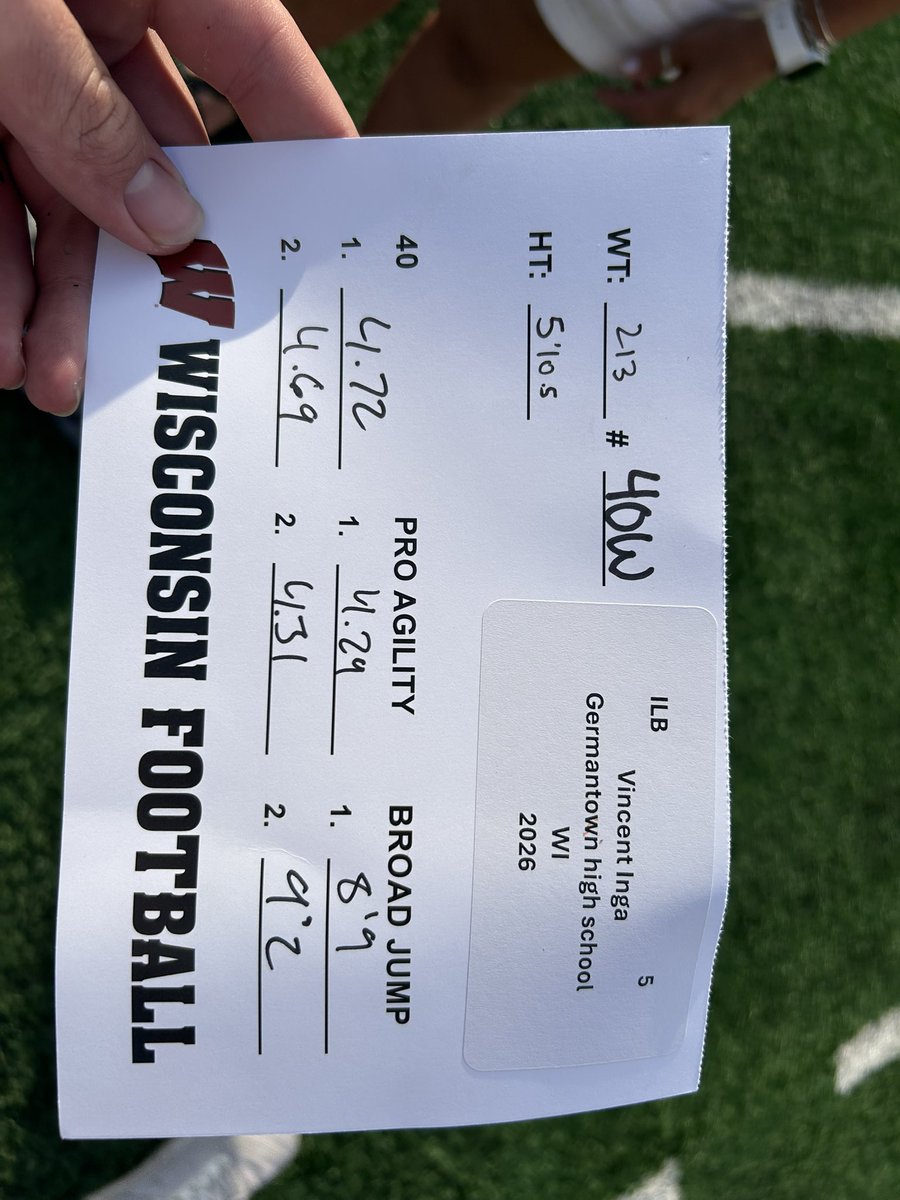 VinnyInga's tweet image. Had a great day in Madison today!
Times:
4.69 40
4.29 shuttle
9’2 broad
@GtownGridiron
