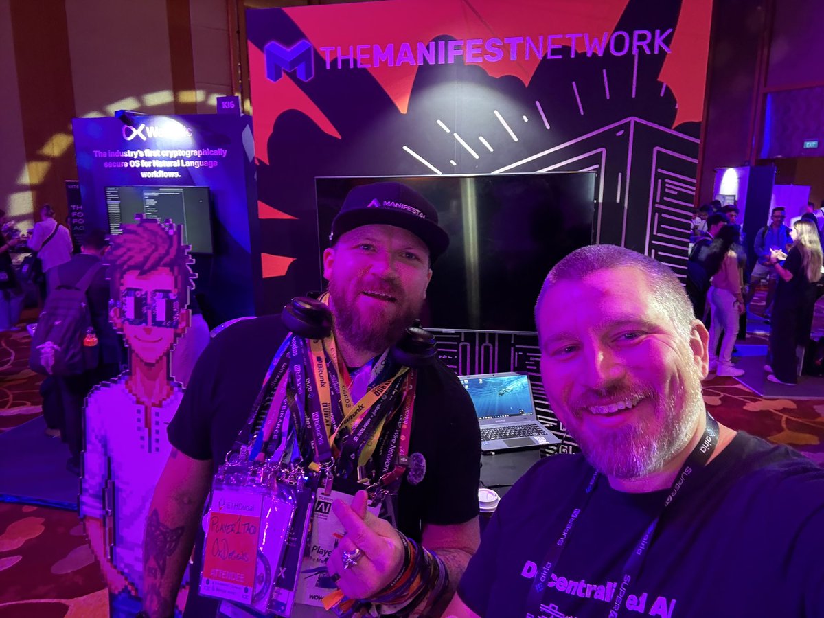 Two my favorite people <a href="/nounspacetom/">nounspacetom.eth ⌐◨-◨</a> and <a href="/Player1Taco/">(Taco) Player1Taco.eth/.sol 🛡️SuperAI Singapore</a> at SuperAI.