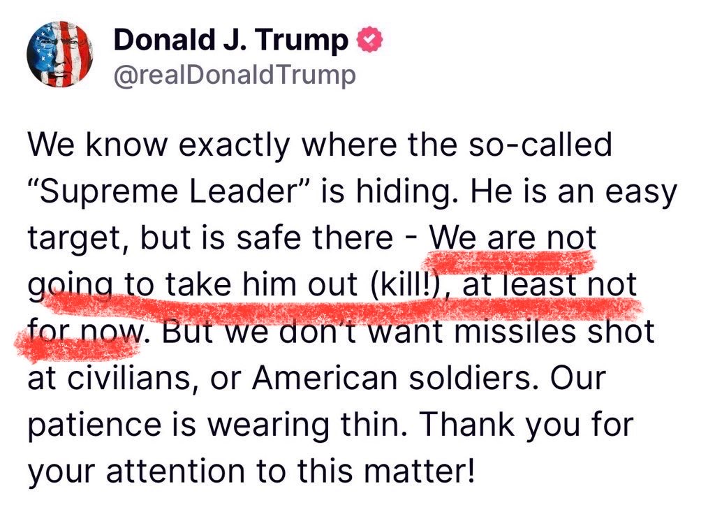Vimal Sumbly (@sumbly) on Twitter photo Imagine!!!
<a href="/POTUS/">President Donald J. Trump</a> using such language !!!
Not going to kill…at least not now
#iran
#israel Imagine!!!
<a href="/POTUS/">President Donald J. Trump</a> using such language !!!
Not going to kill…at least not now
#iran
#israel