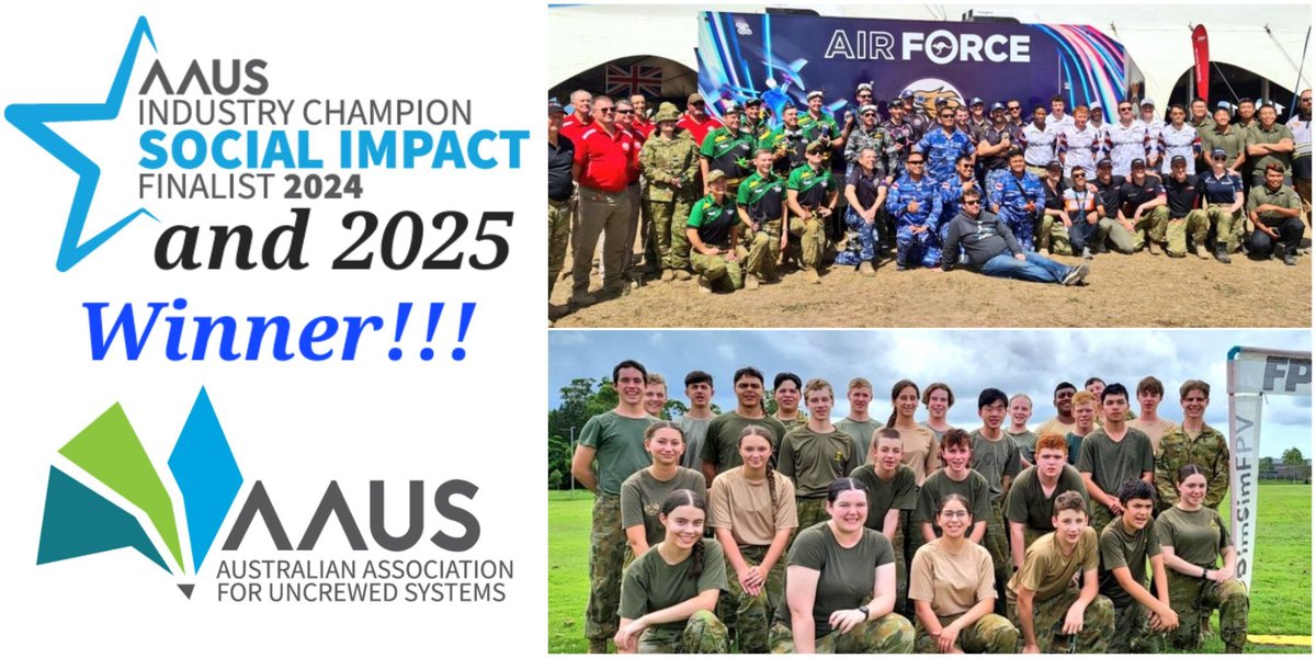 AUADRT's tweet photo. #Winners!
@DefenceAust #DroneRacing won the @AAUS_Live #SocialImpact award last night at the annual Gala Dinner!
The award recognises demonstrated mission, capability or tech that has a positive impact on society ...
@ChiefAusArmy @SEAC_ADF
@DGFLW_AusArmy https://t.co/Bf69OJTPyq