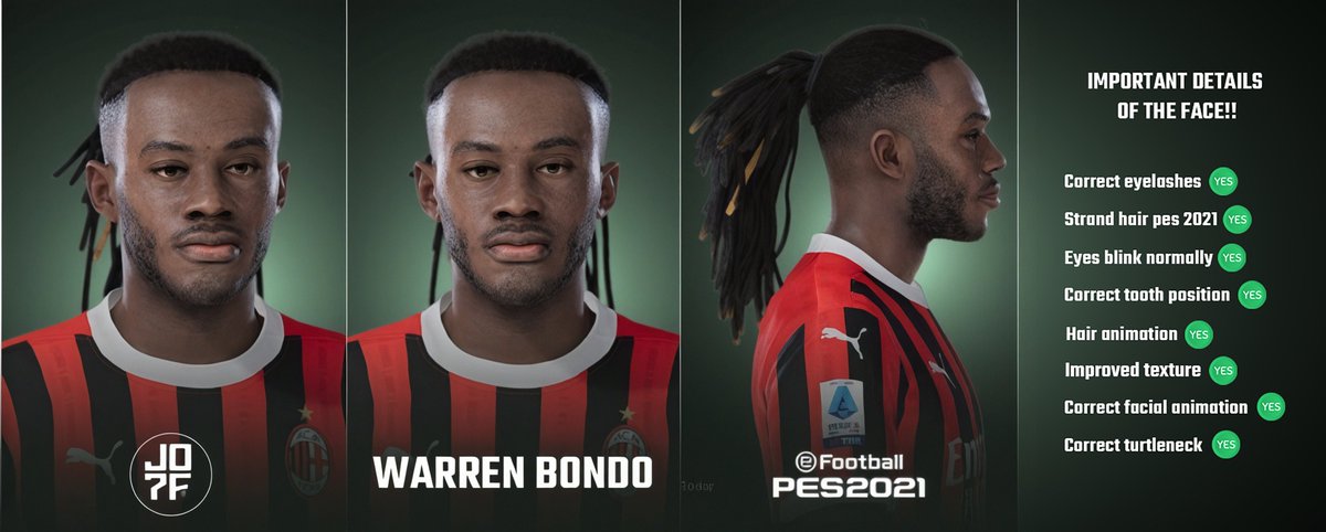 Warren Bondo - PES 2021 (PC MOD)
-
Become a subscriber and get the download released for this and other faces
-
Download:
Option 1 - buymeacoffee.com/jo7facemaker/e…
Option 2 - ko-fi.com/s/1e8bdd0f7d
-
#eFootball #PES #PES2021 #eFootball2025 #FIFA #EAFC #EAFC25