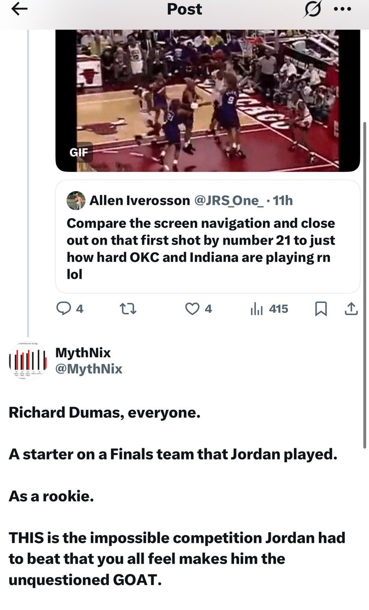 Bronstan @Mythnix is such as dvmbass. Claims 1993 Suns are weak because a 23yr old rookie starter for them. Meanwhile, 20yr old rookie Tyler Herro started for MIA against LeBron’s Lakers in the 2020 finals. 

He is basically arguing the 1980 lakers sucked becuse Magic was a