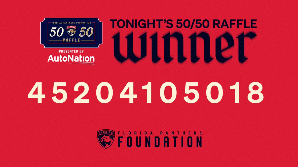 FlaPanthersCARE (@flapantherscare) on Twitter photo Tonight's raffle winner: 45204105018 🎟️ Tonight's raffle winner: 45204105018 🎟️